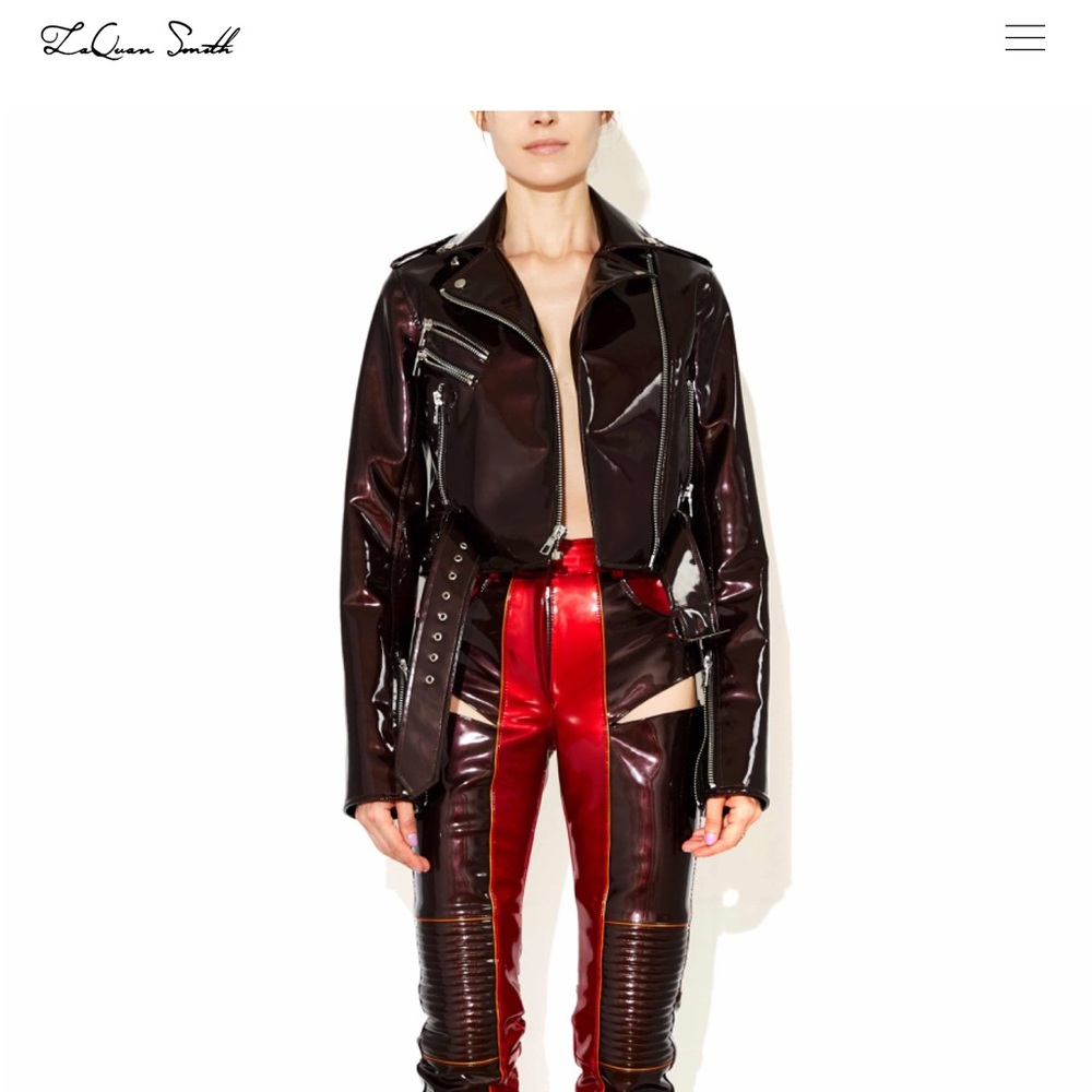 LaQuan Smith Chocolate PVC Moto Jacket!
